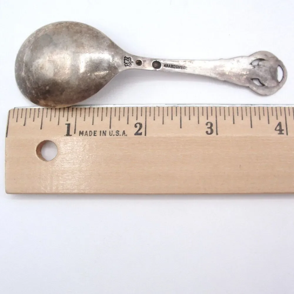 Hansen & Andersen Silver Serving Spoon Danish HAANDSMEDE 3 Towers Hallmark 4”